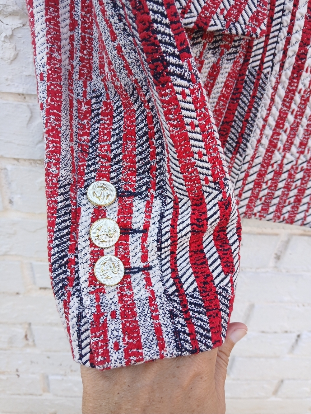 Cabi Red Patchwork Blazer Nautical Size Medium - Picture 5 of 10